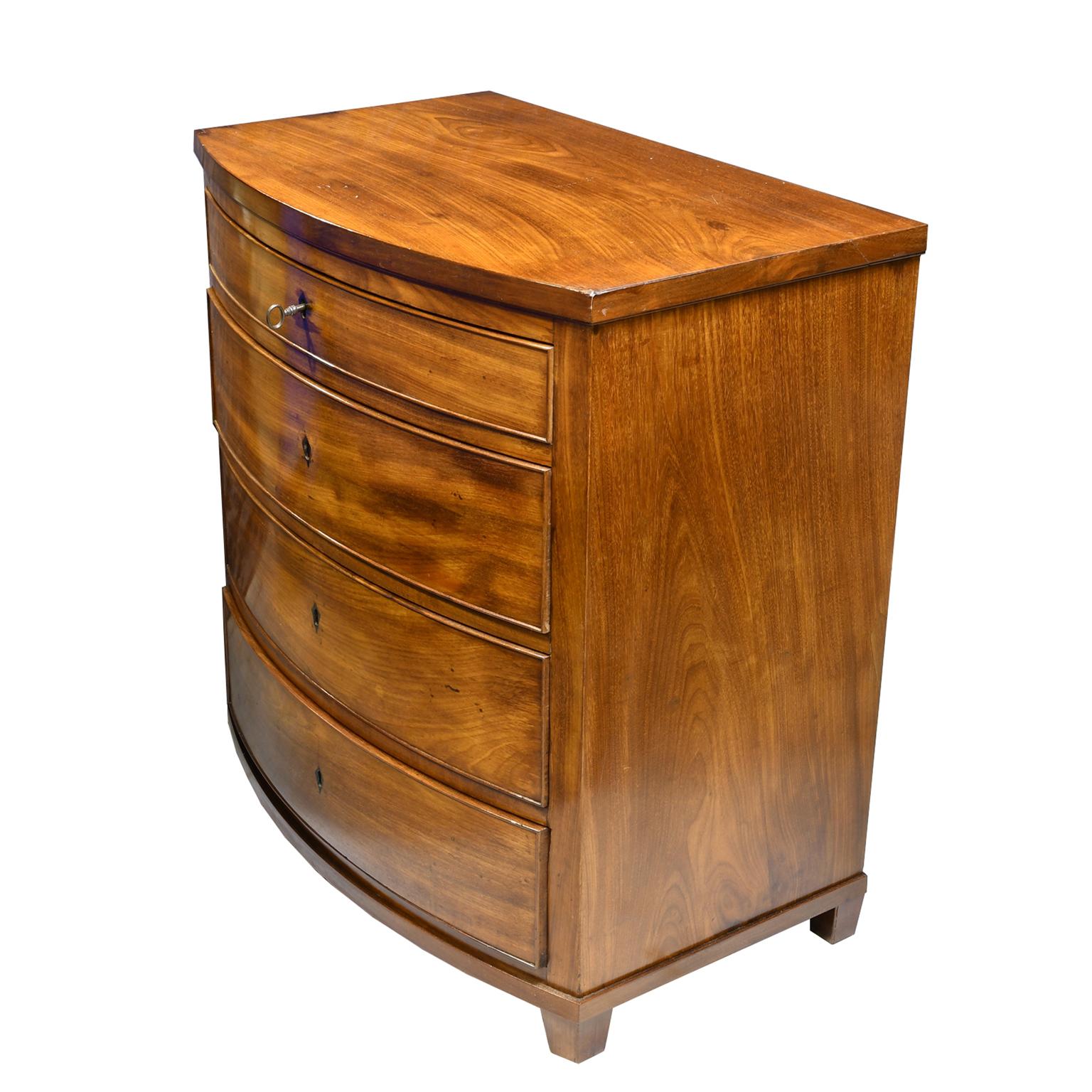 Danish Small Antique Empire Chest of Drawers/Nightstand in West Indies Mahogany, c 1810