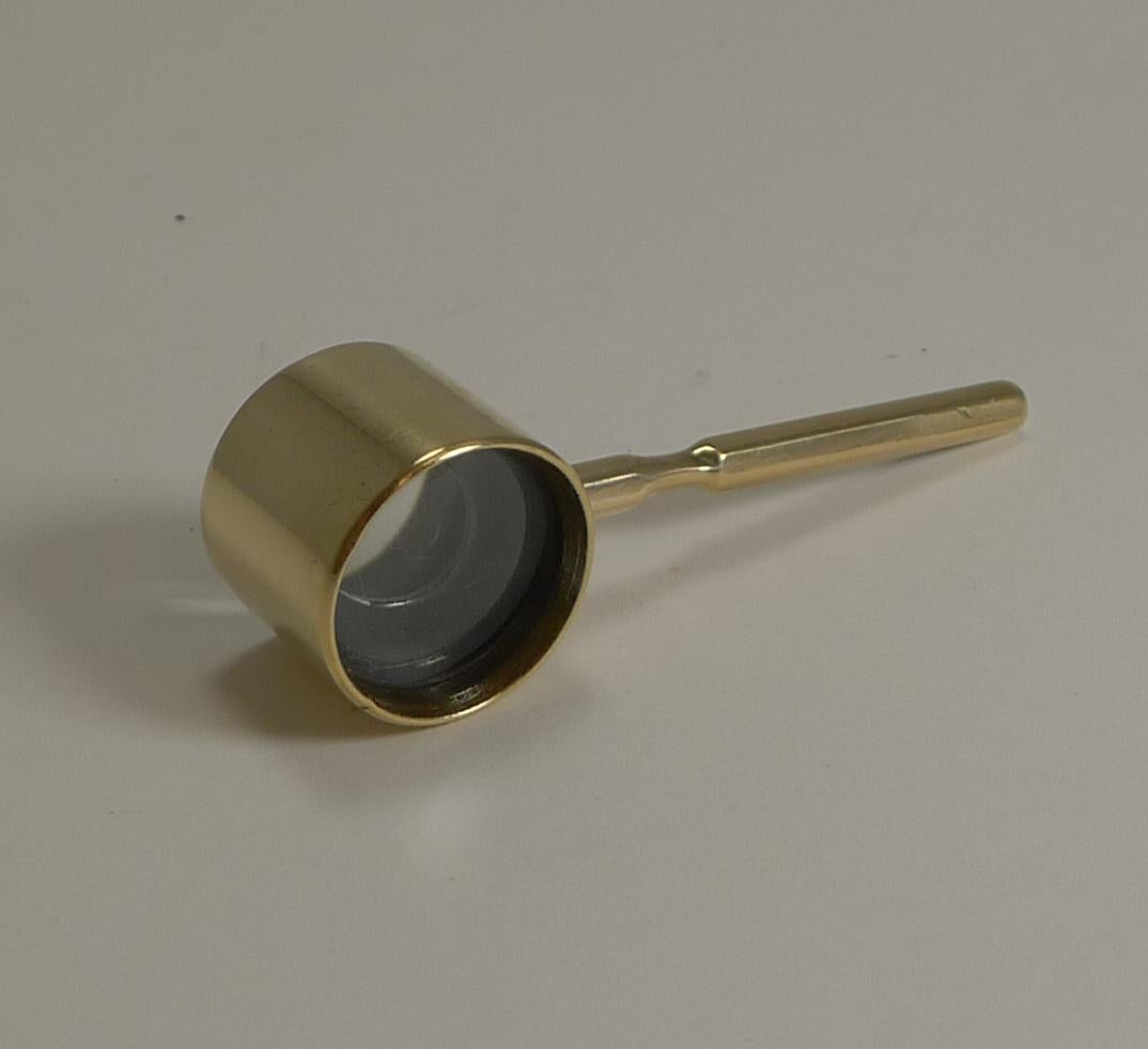 Small Antique English Brass Coddington Magnifying Glass, circa 1880 In Good Condition In Bath, GB
