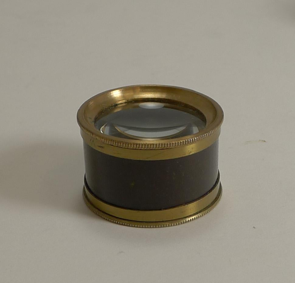 Early Victorian Small Antique English Magnifying Glass / Lens in Box, circa 1850