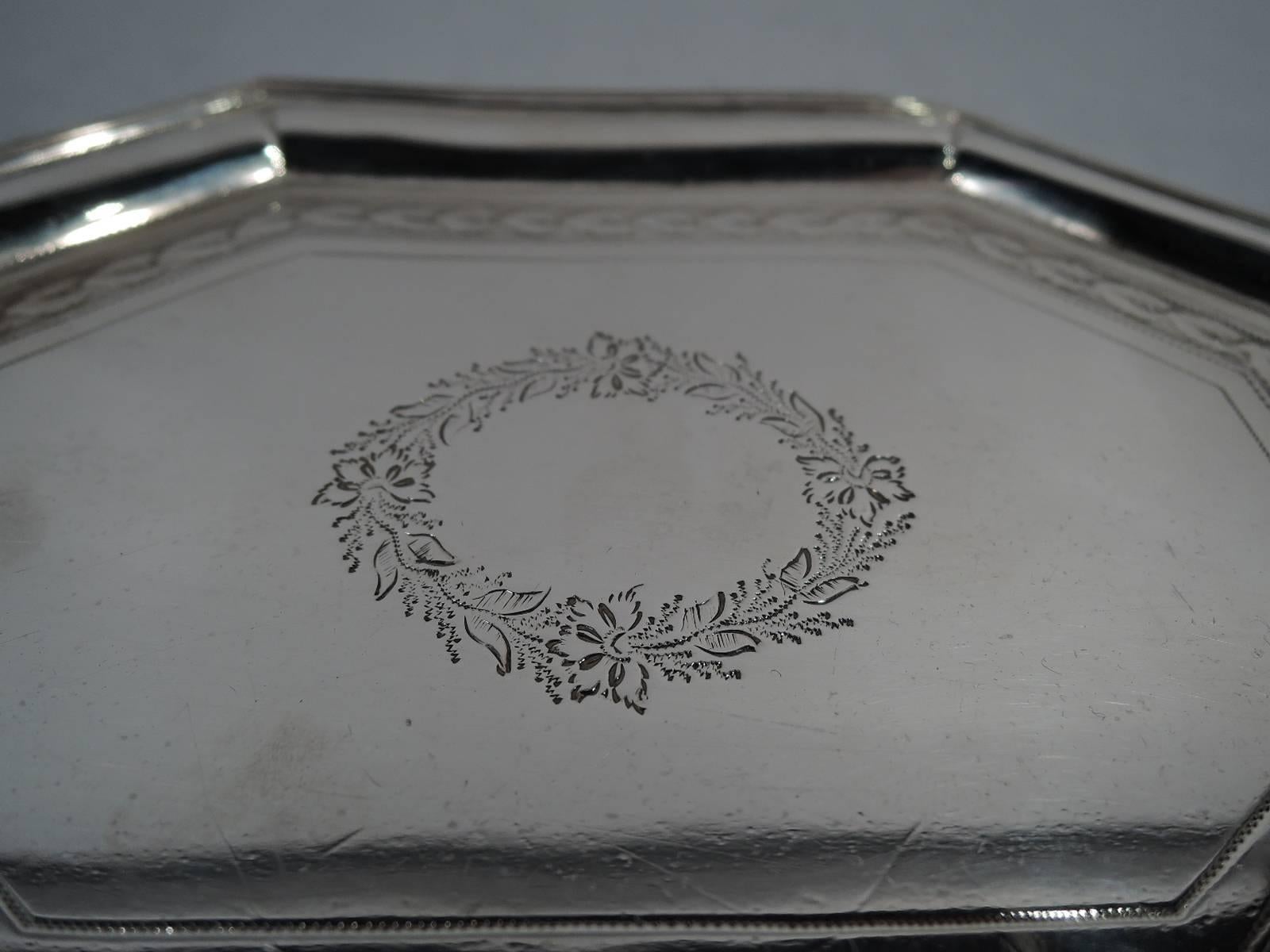 Early 19th Century Small Antique English Neoclassical Sterling Silver Salver Tray