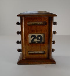 Small Antique English Oak Perpetual Calendar, c. 1900