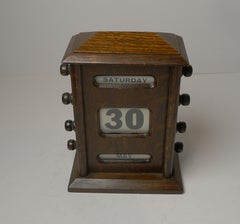 Small Antique English Oak Perpetual Calendar c.1900