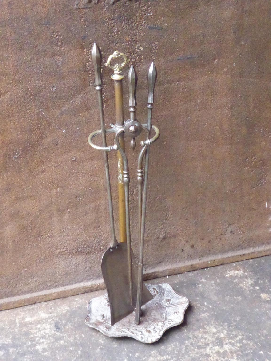Forged Small Antique English Victorian Fireplace Tools or Fire Tools, 19th Century For Sale