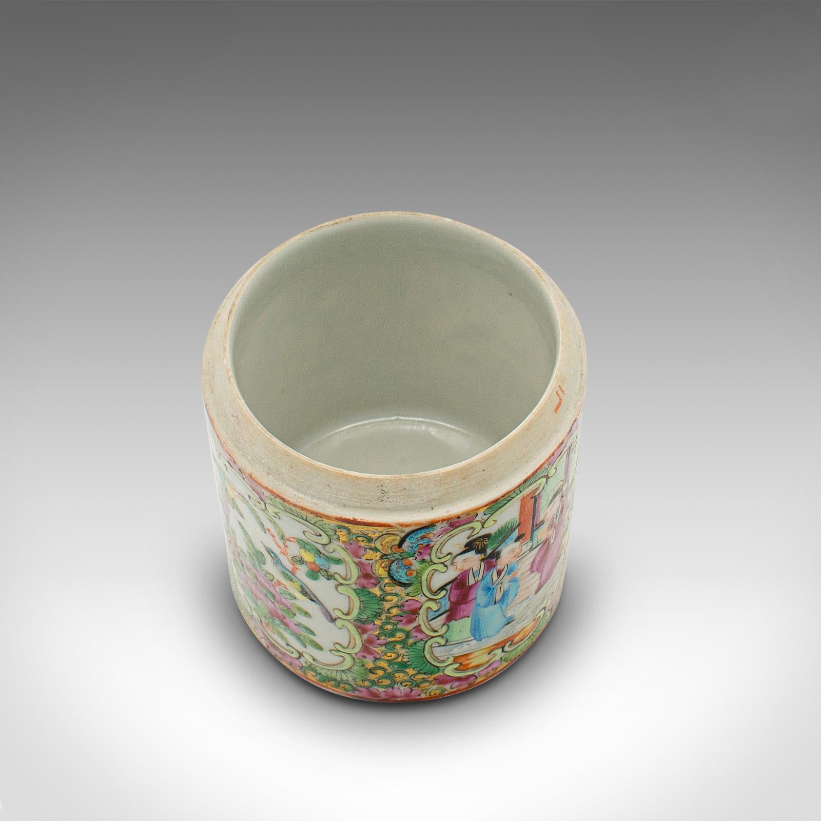 Small Antique Famille Rose Spice Jar, Chinese Ceramic, Decorative Pot, Victorian 3