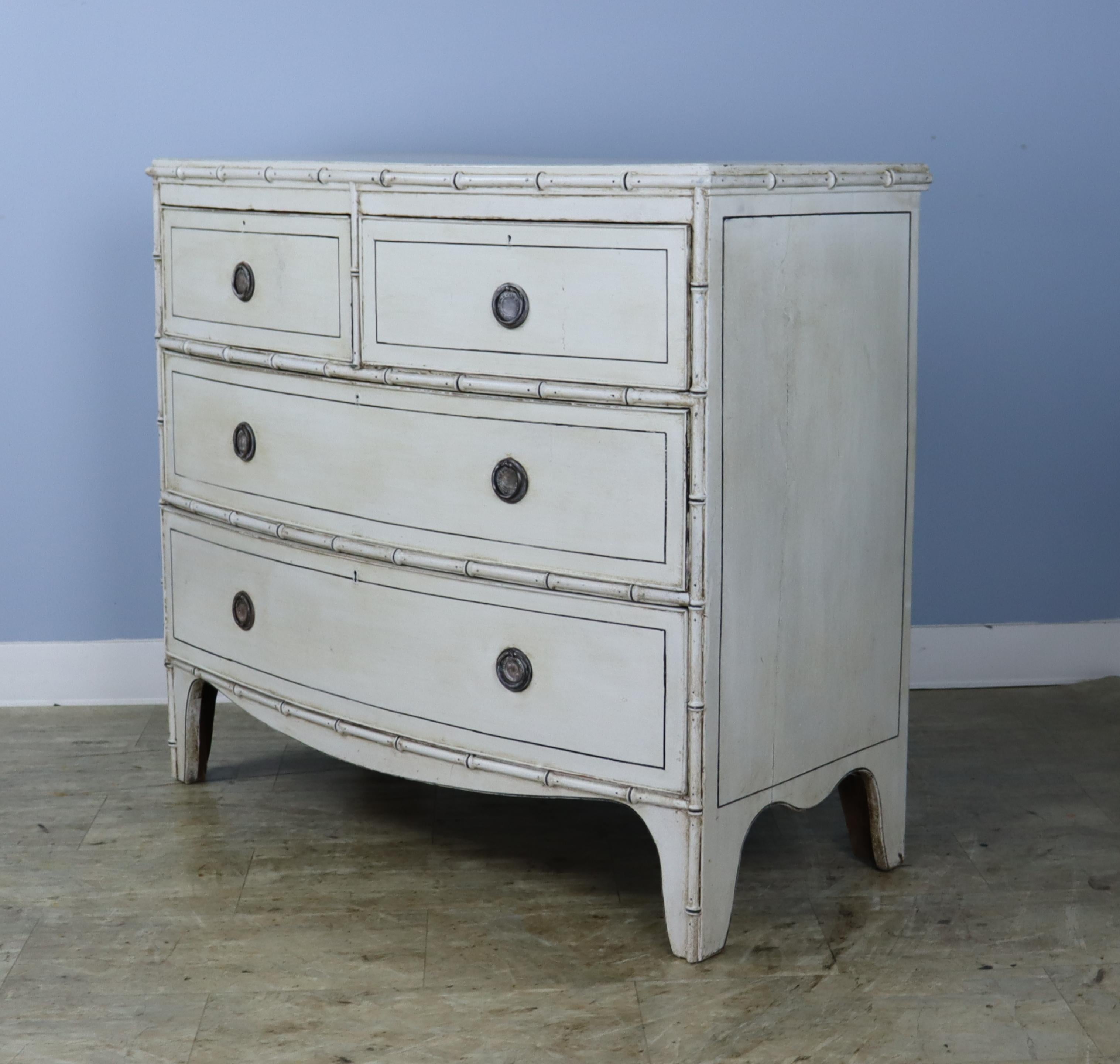 Painted Small Antique Faux Bamboo Chest For Sale