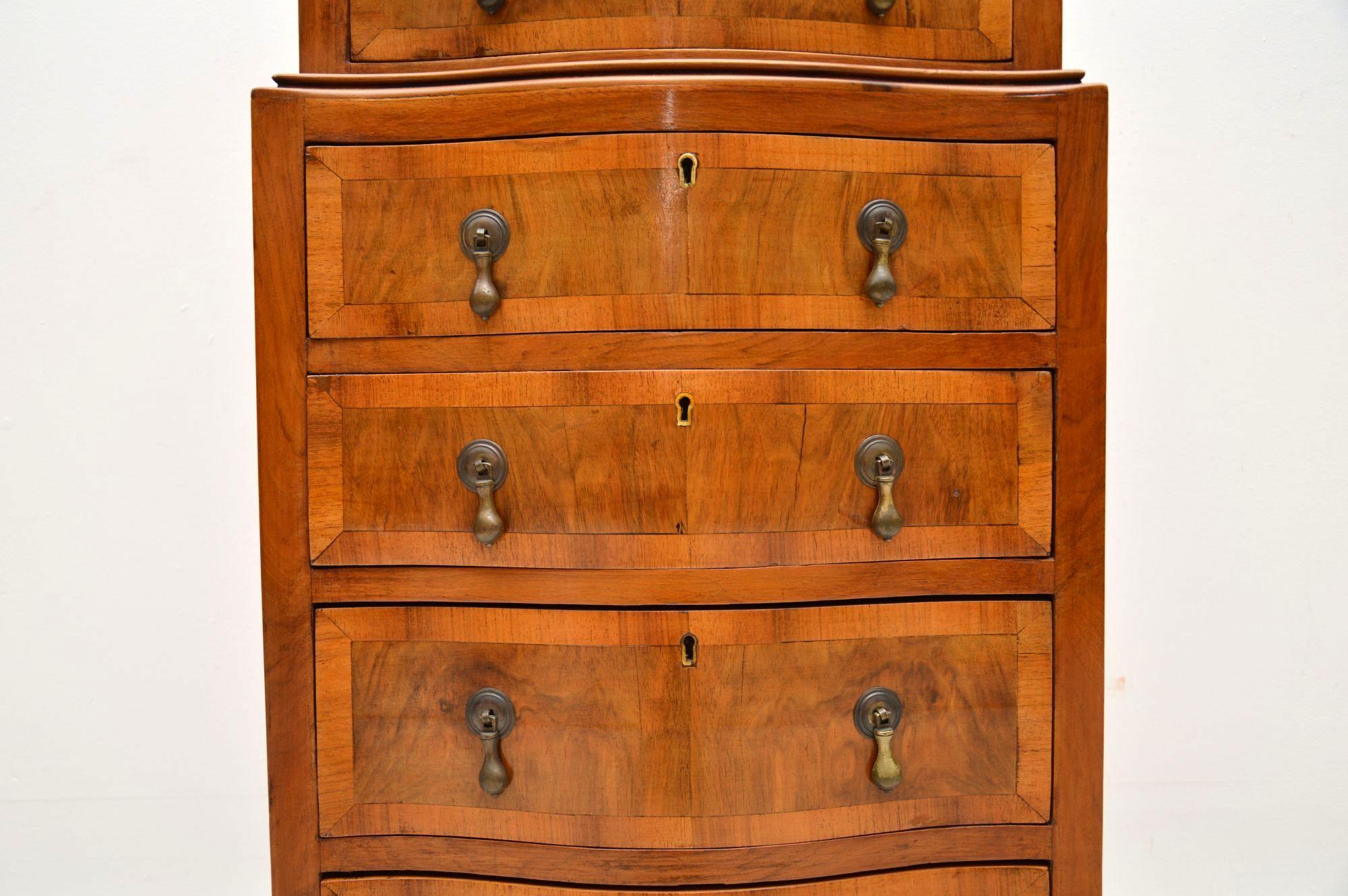 Small Antique Figured Walnut Chest on Chest 2