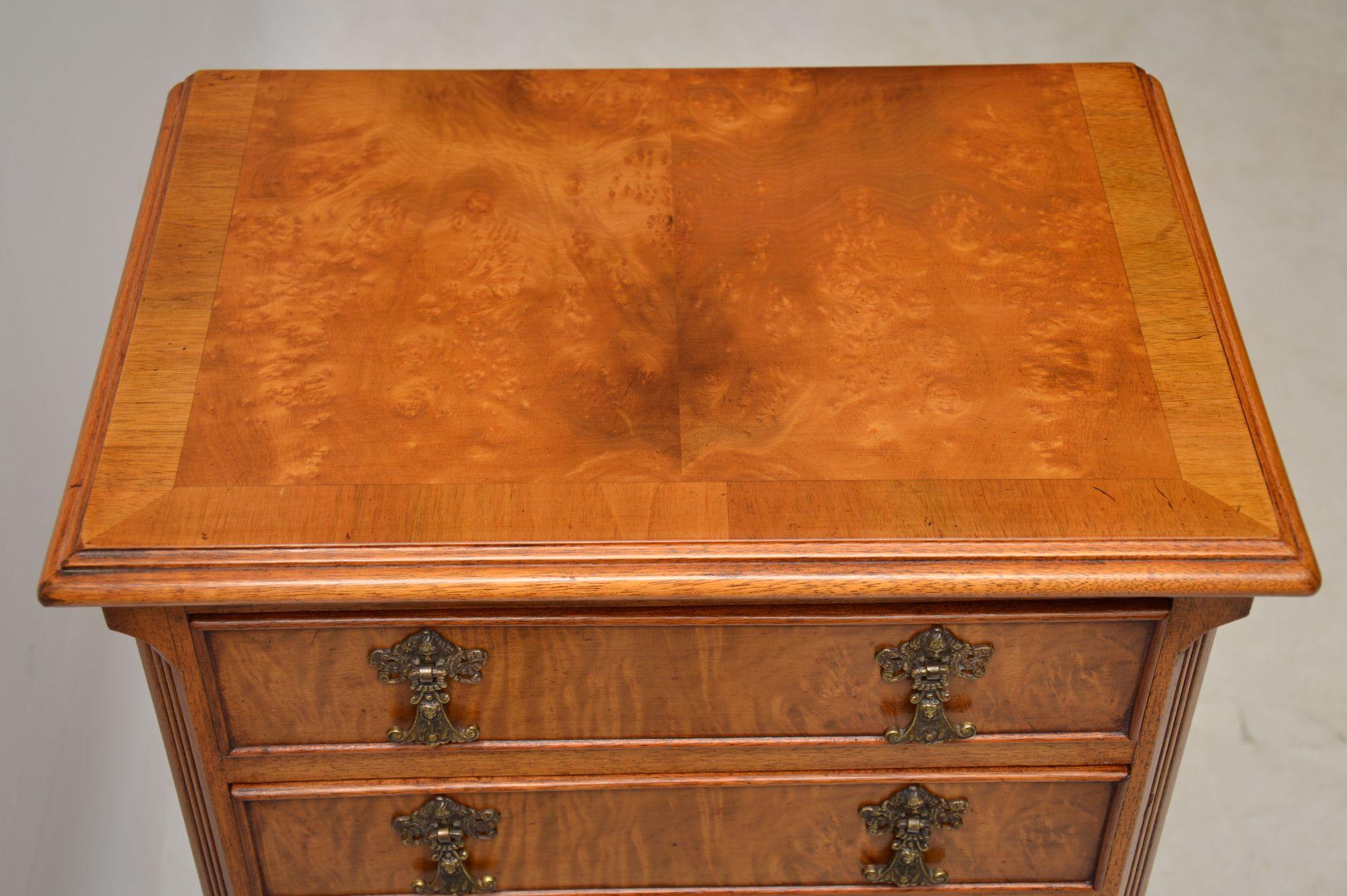 Small Antique Figured Walnut Chest on Legs 2