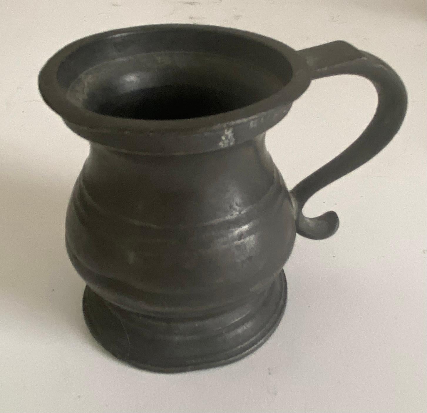 British Small Antique Footed Pewter Imperial Tankard Measures For Sale