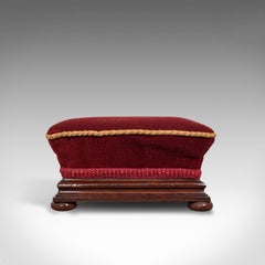 Antiker Fußhocker, englisch, Nussbaum, Loungehocker, viktorianisch, um 1880