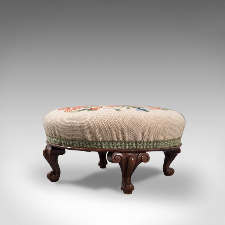 English Victorian Ebonised Cushioned Footstool, 1895 for sale at Pamono
