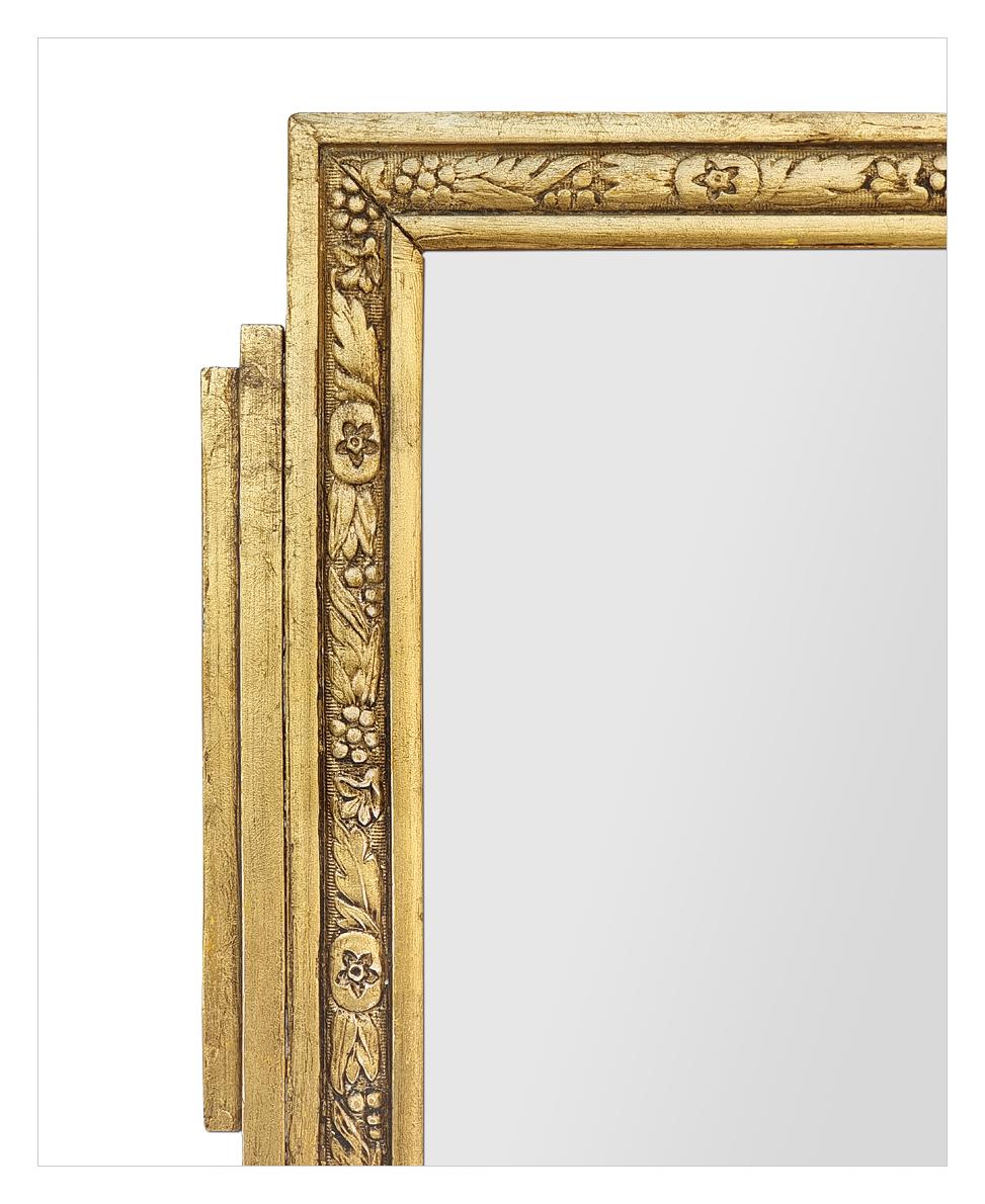 Early 20th Century Small Antique French Art Nouveau Style Giltwood Wall Mirror, circa 1900 For Sale