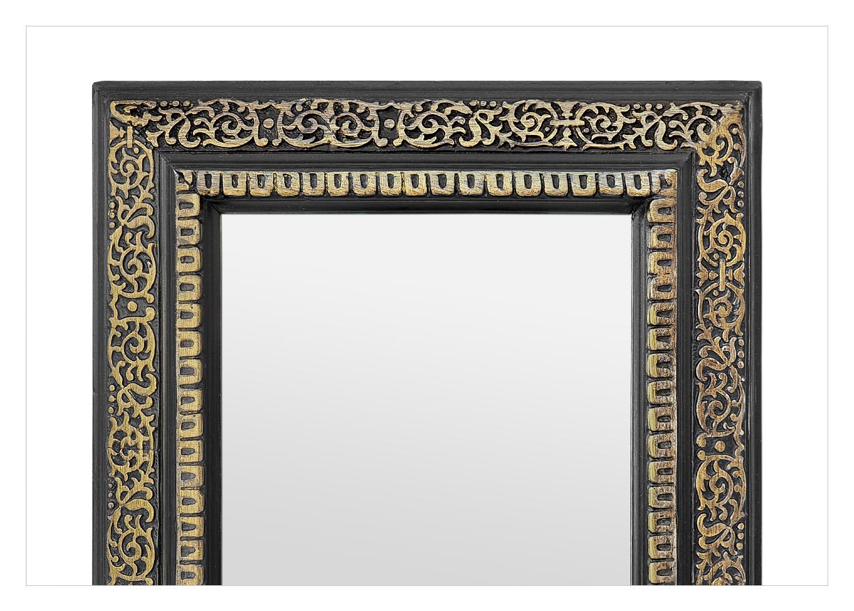 Small Antique French Black & Giltwood Mirror, Napoleon III Period, circa 1870 In Good Condition For Sale In Paris, FR