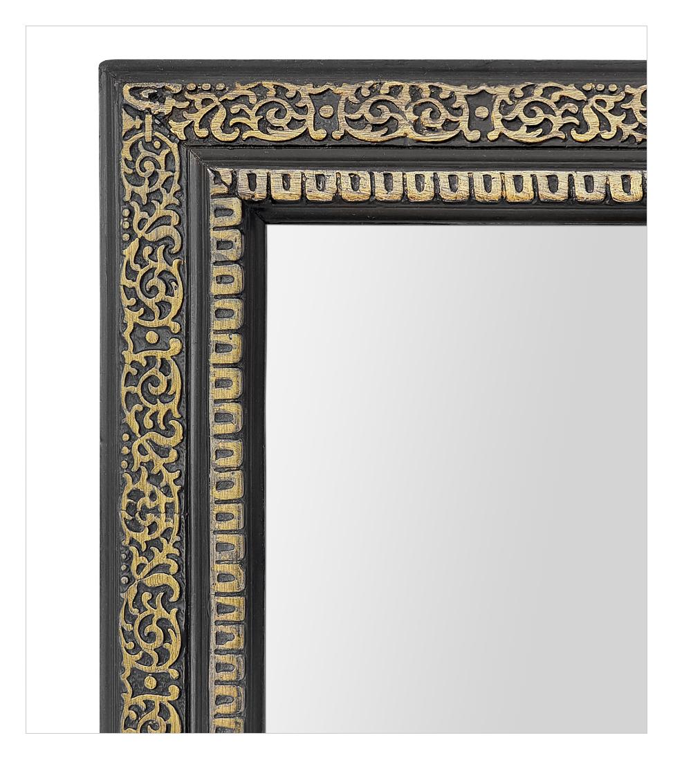 Late 19th Century Small Antique French Black & Giltwood Mirror, Napoleon III Period, circa 1870 For Sale