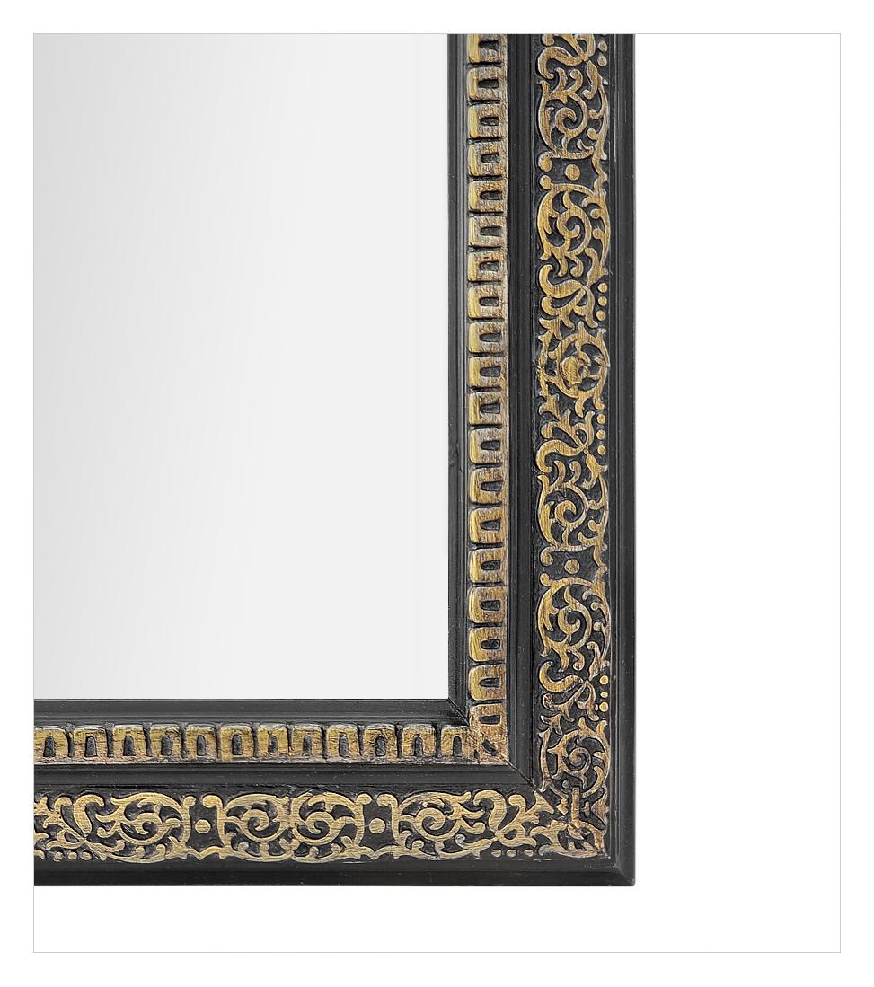 Small Antique French Black & Giltwood Mirror, Napoleon III Period, circa 1870 For Sale 1