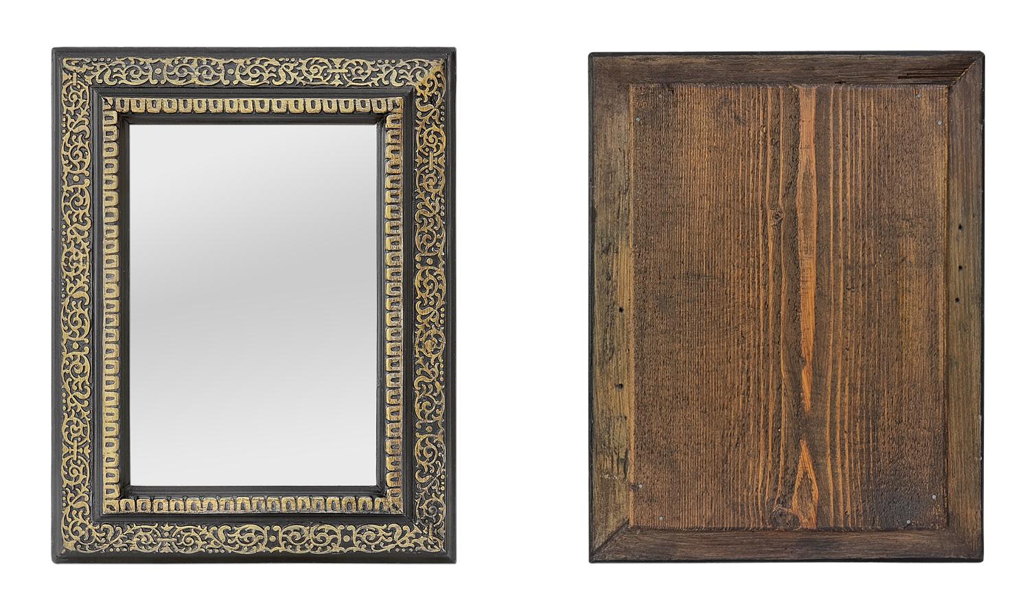 Small Antique French Black & Giltwood Mirror, Napoleon III Period, circa 1870 For Sale 2