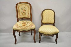 Small Antique French Country Louis XV Style Carved Walnut Boudoir Side Chair