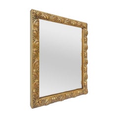 Small Antique French Giltwood Mirror Shell Decoration, circa 1900
