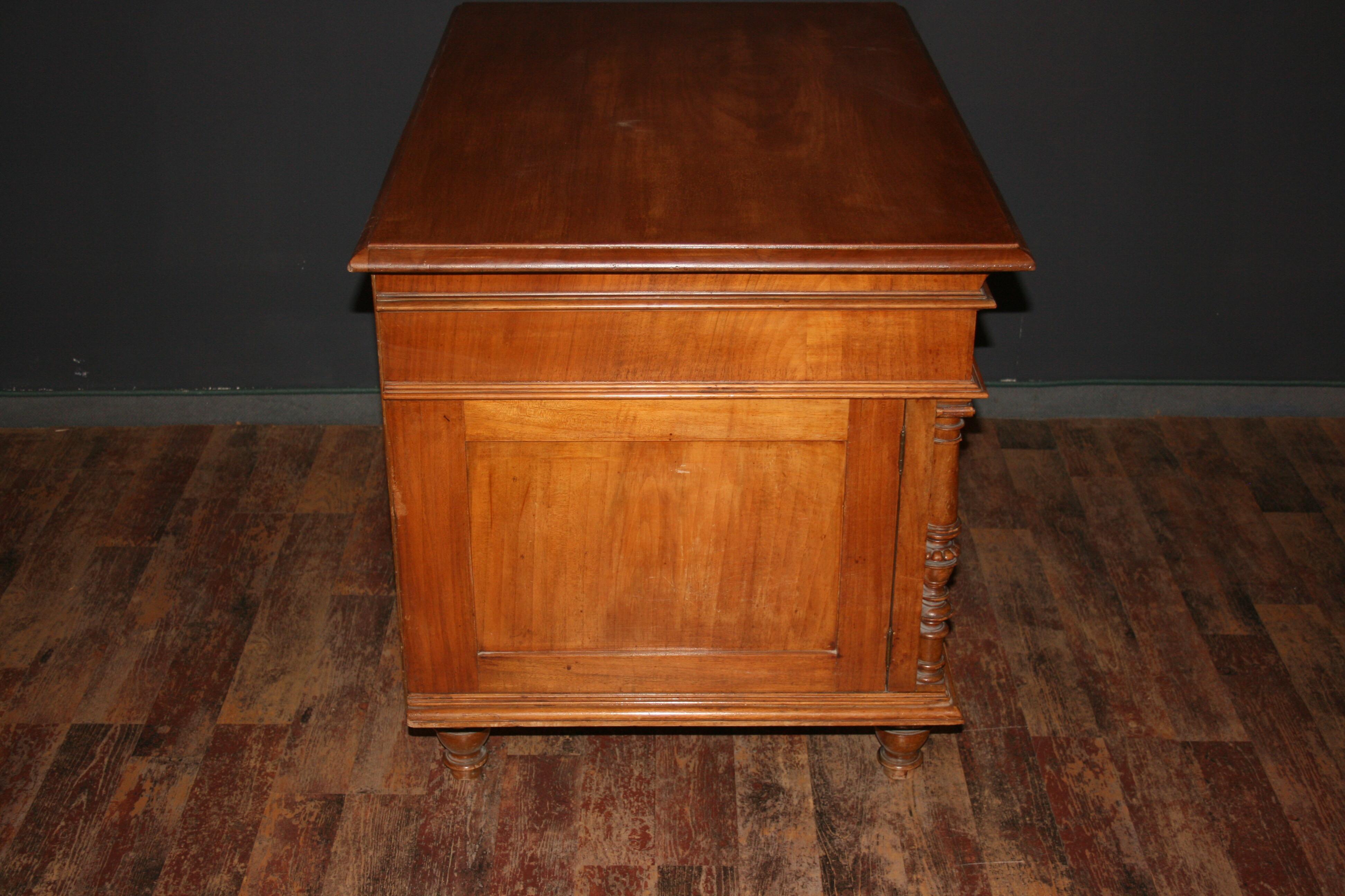 Small Antique French Gründerzeit Desk, Kids Desk, Oak and Walnut Veneer 11