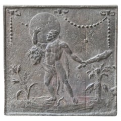 Small Antique French 'Hercules and Heaven' Fireback, 18th-19th Century