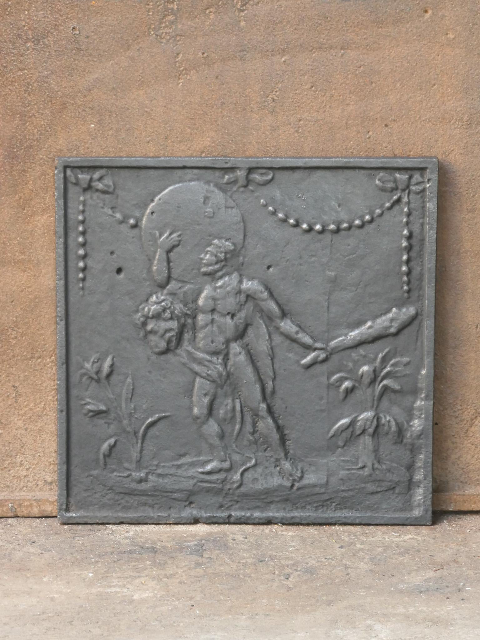 Neoclassical Small Antique French 'Hercules and Heaven' Fireback / Backsplash