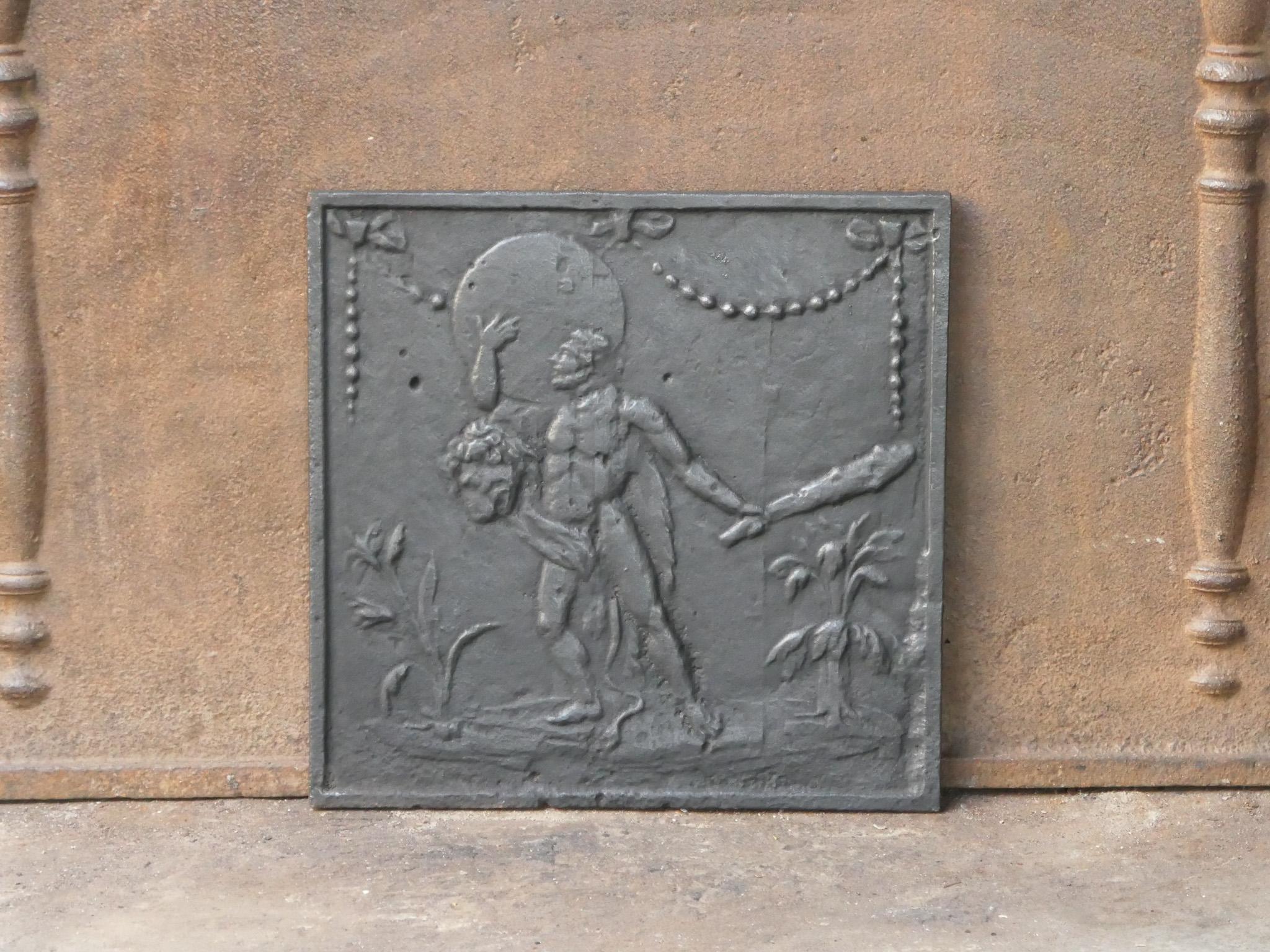 Cast Small Antique French 'Hercules and Heaven' Fireback / Backsplash