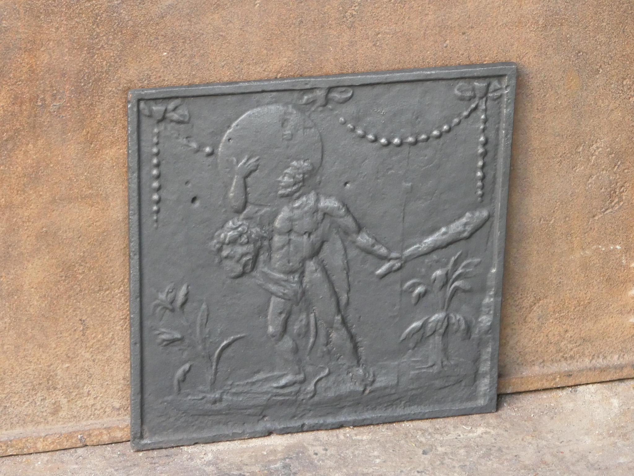 19th Century Small Antique French 'Hercules and Heaven' Fireback / Backsplash