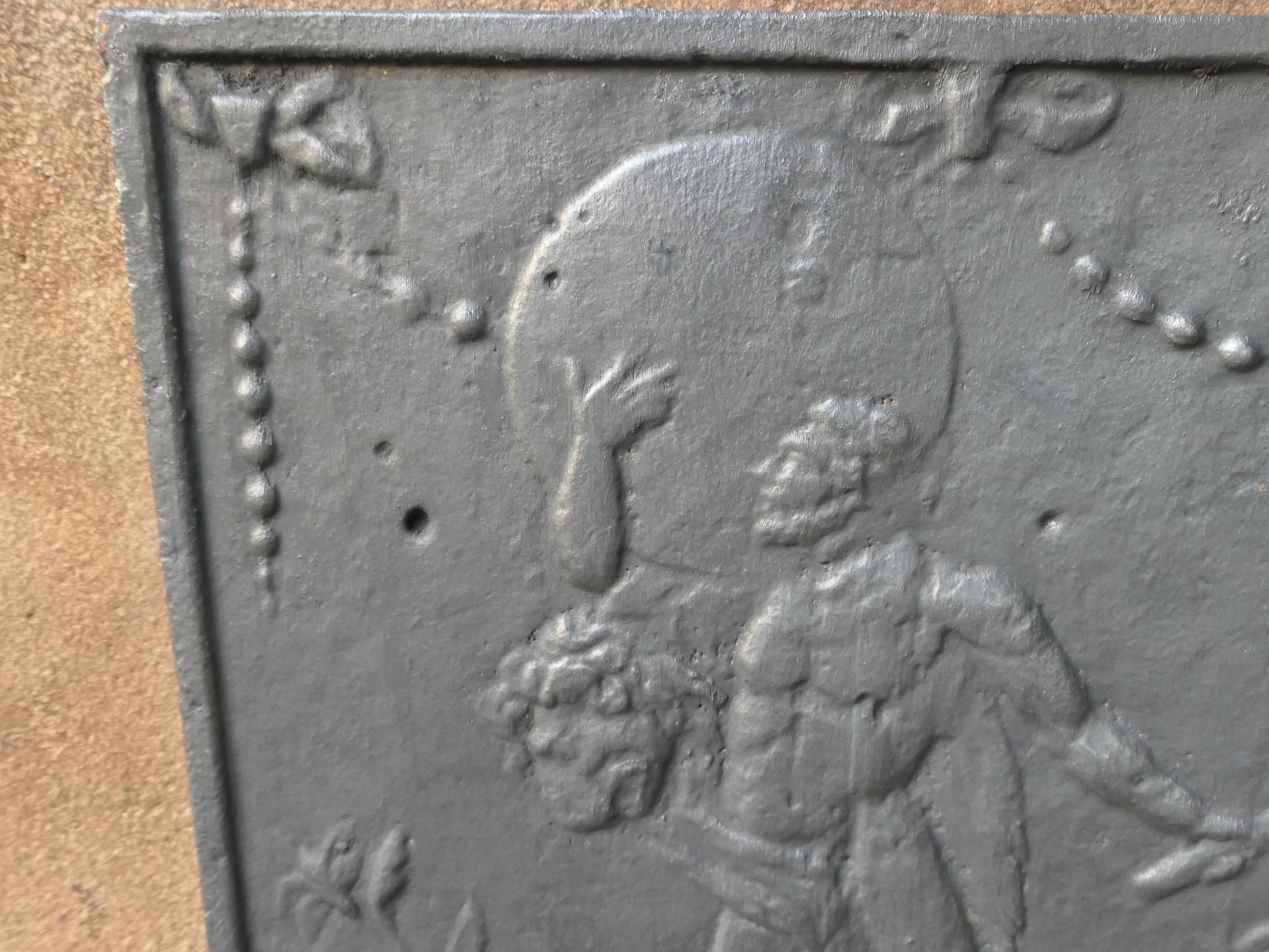 Iron Small Antique French 'Hercules and Heaven' Fireback / Backsplash
