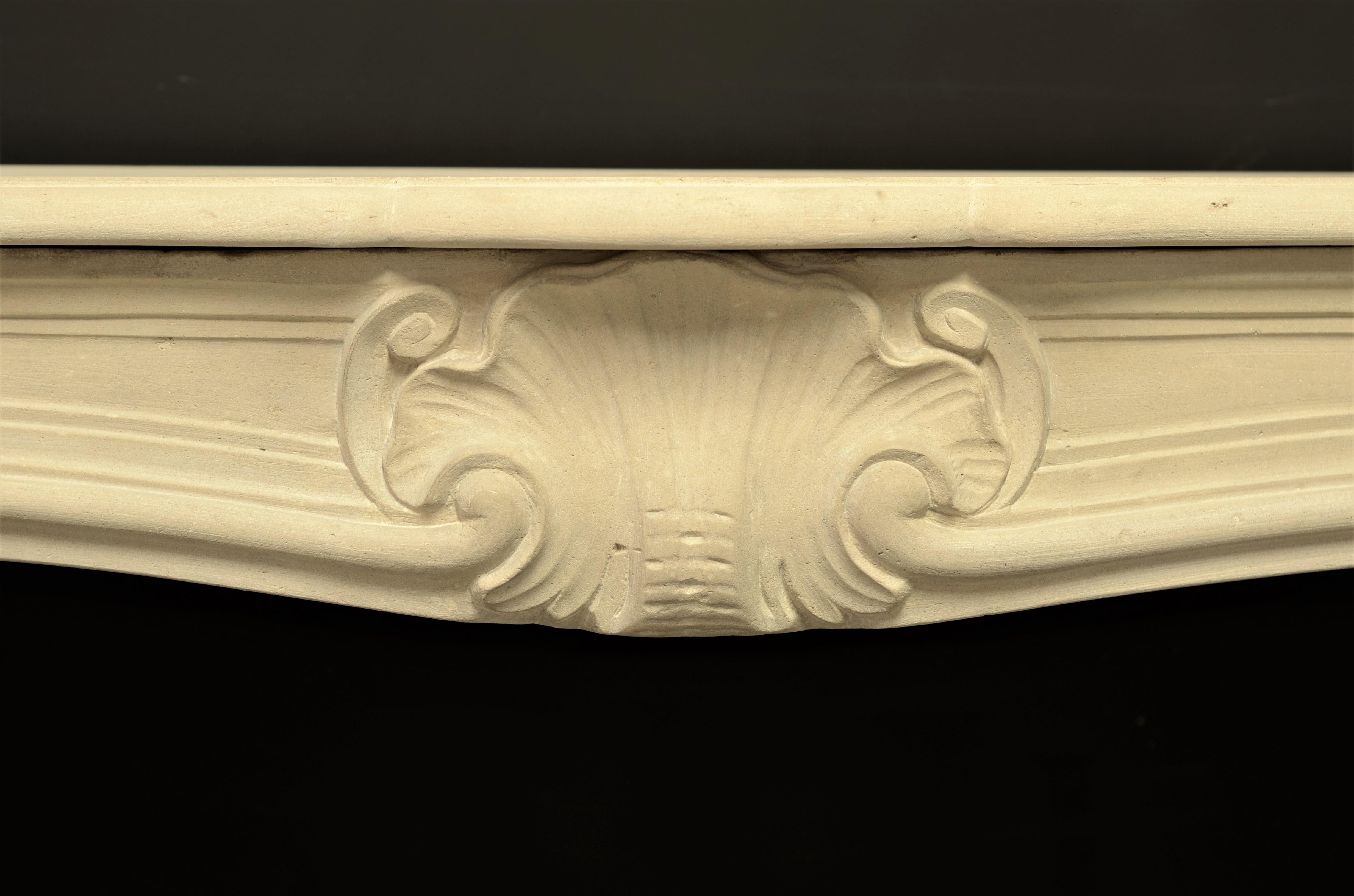 Small Antique French Limestone Louis XV Fireplace Mantel 7