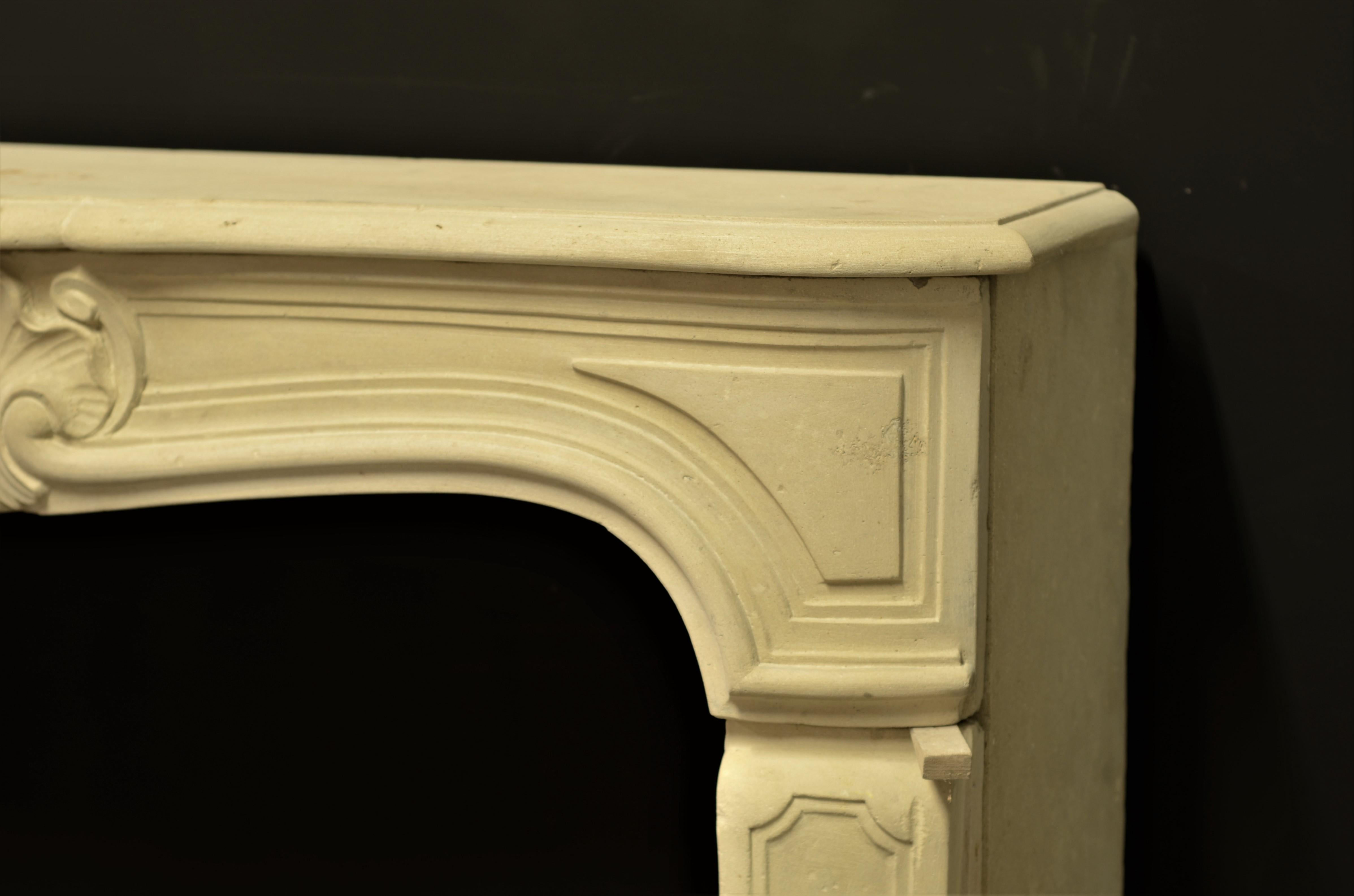 Small Antique French Limestone Louis XV Fireplace Mantel 11
