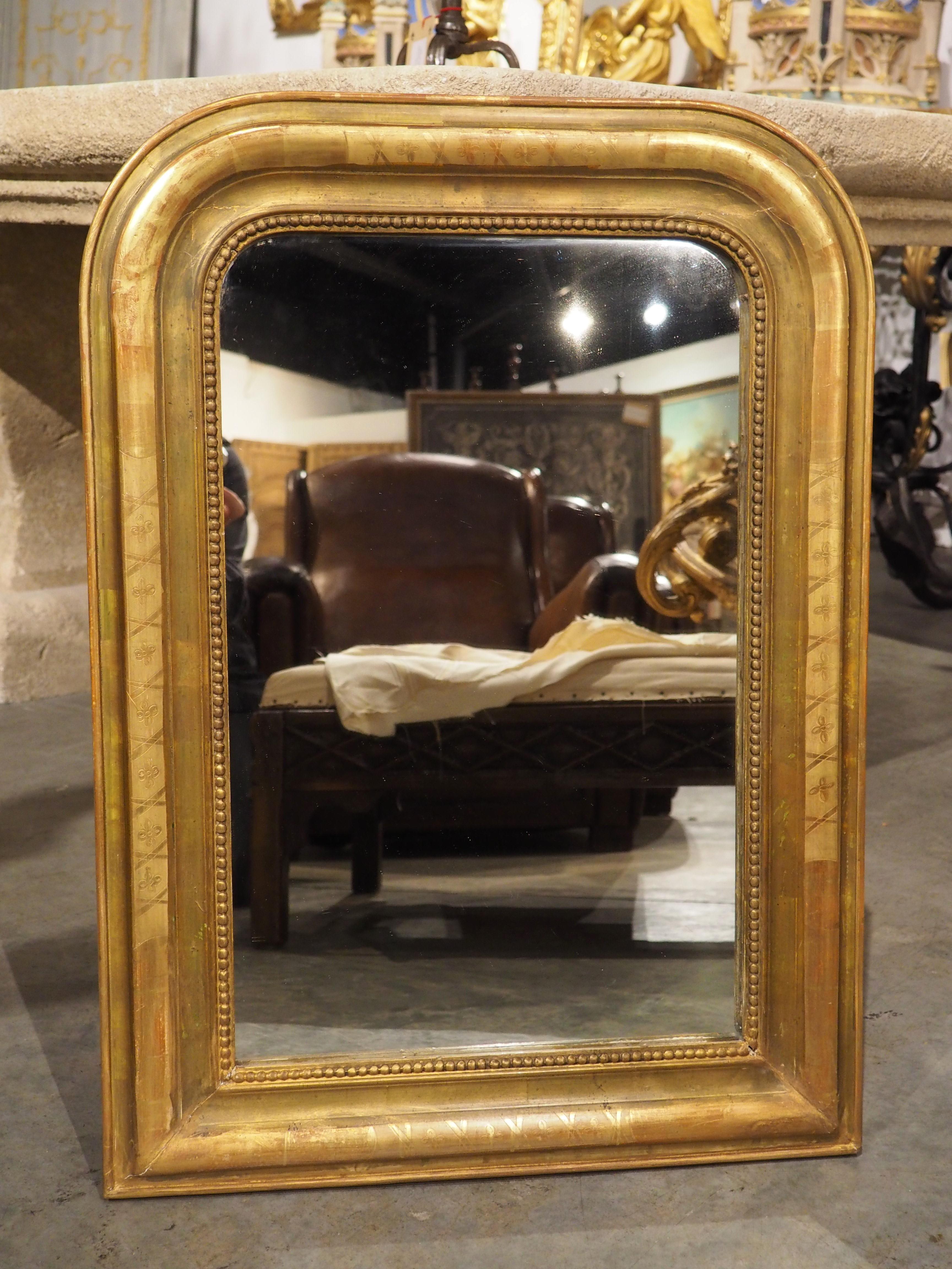 Small Antique French Louis Philippe Mirror with X-Pattern, 19th Century 6