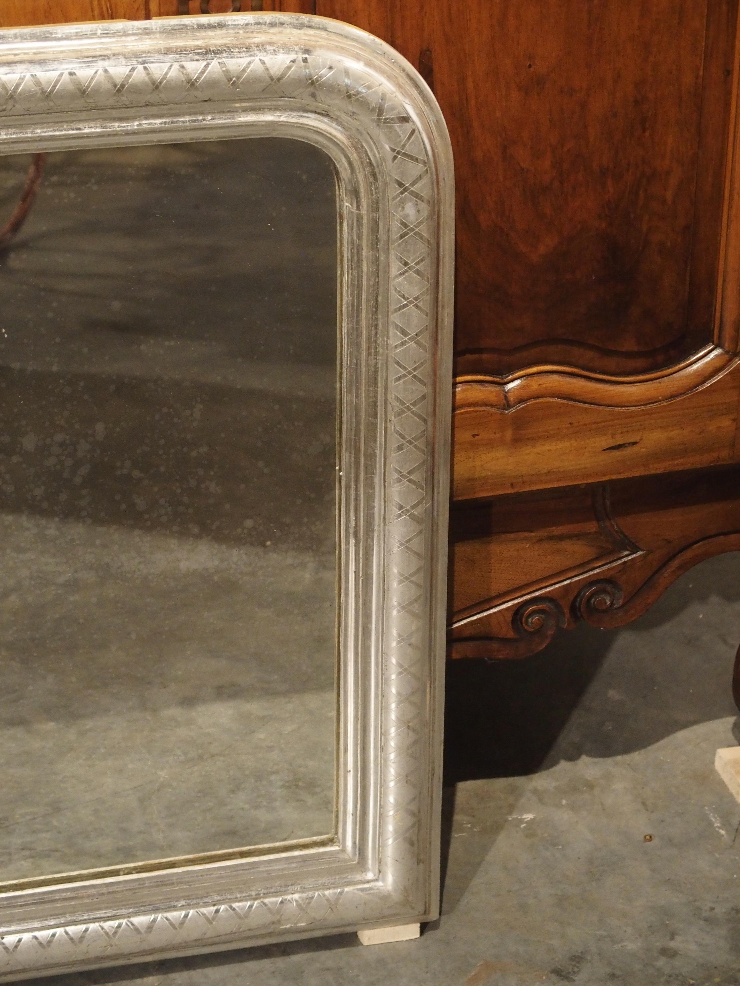 19th Century Small Antique French Louis Philippe Silverleaf Mirror
