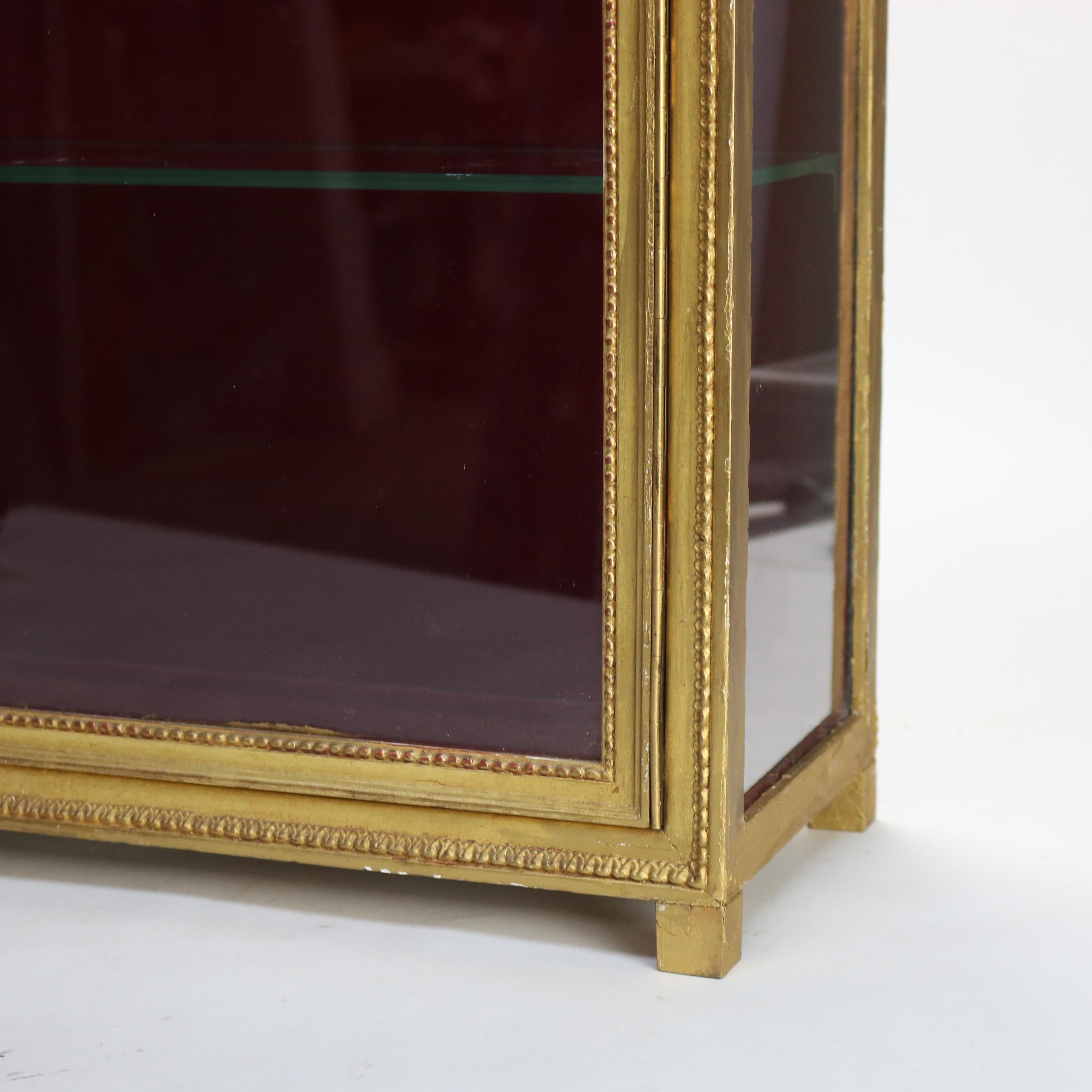 Small Antique French Louis XV Style Gilt Wood Hanging Curio Cabinet C1900 In Good Condition For Sale In Big Flats, NY