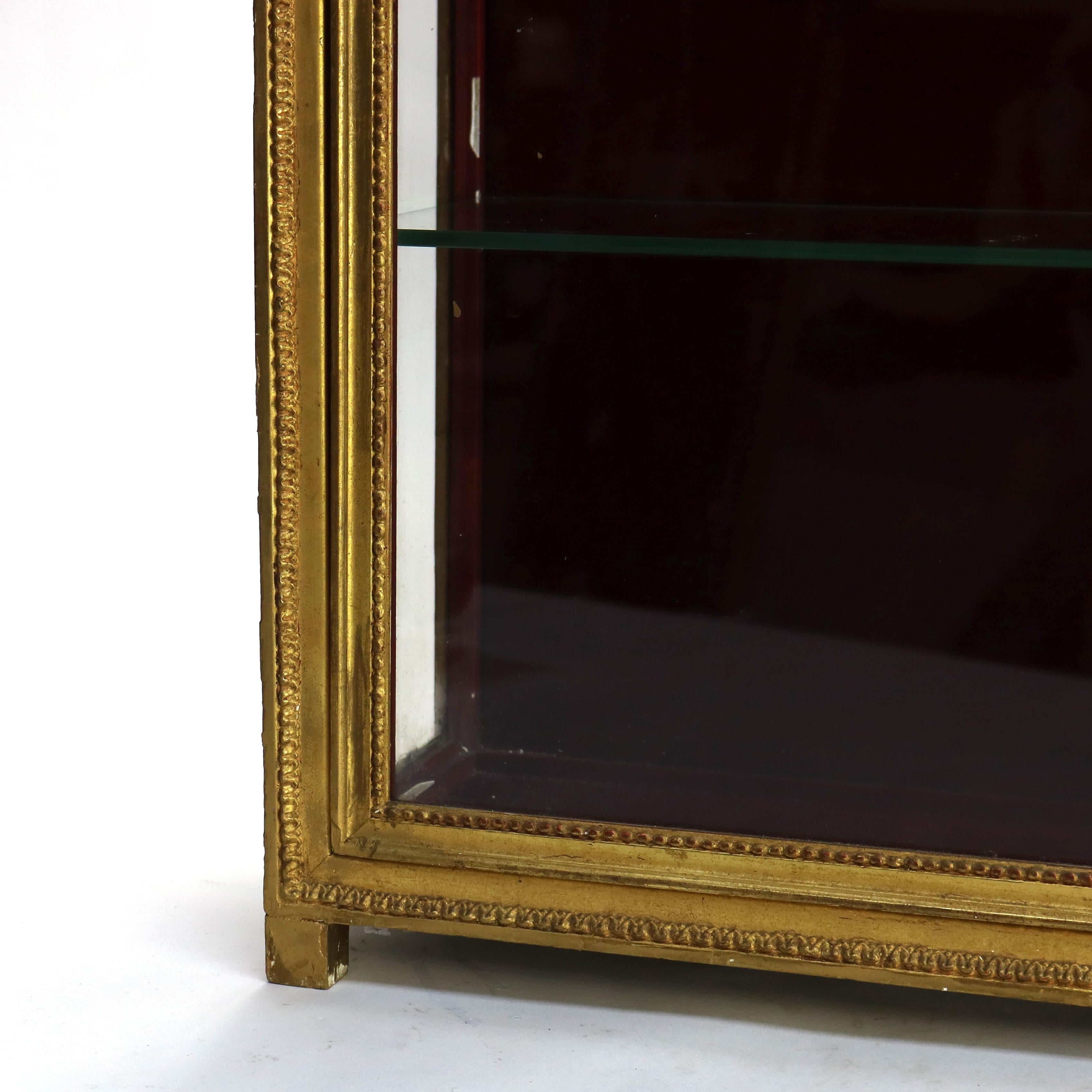 20th Century Small Antique French Louis XV Style Gilt Wood Hanging Curio Cabinet C1900 For Sale