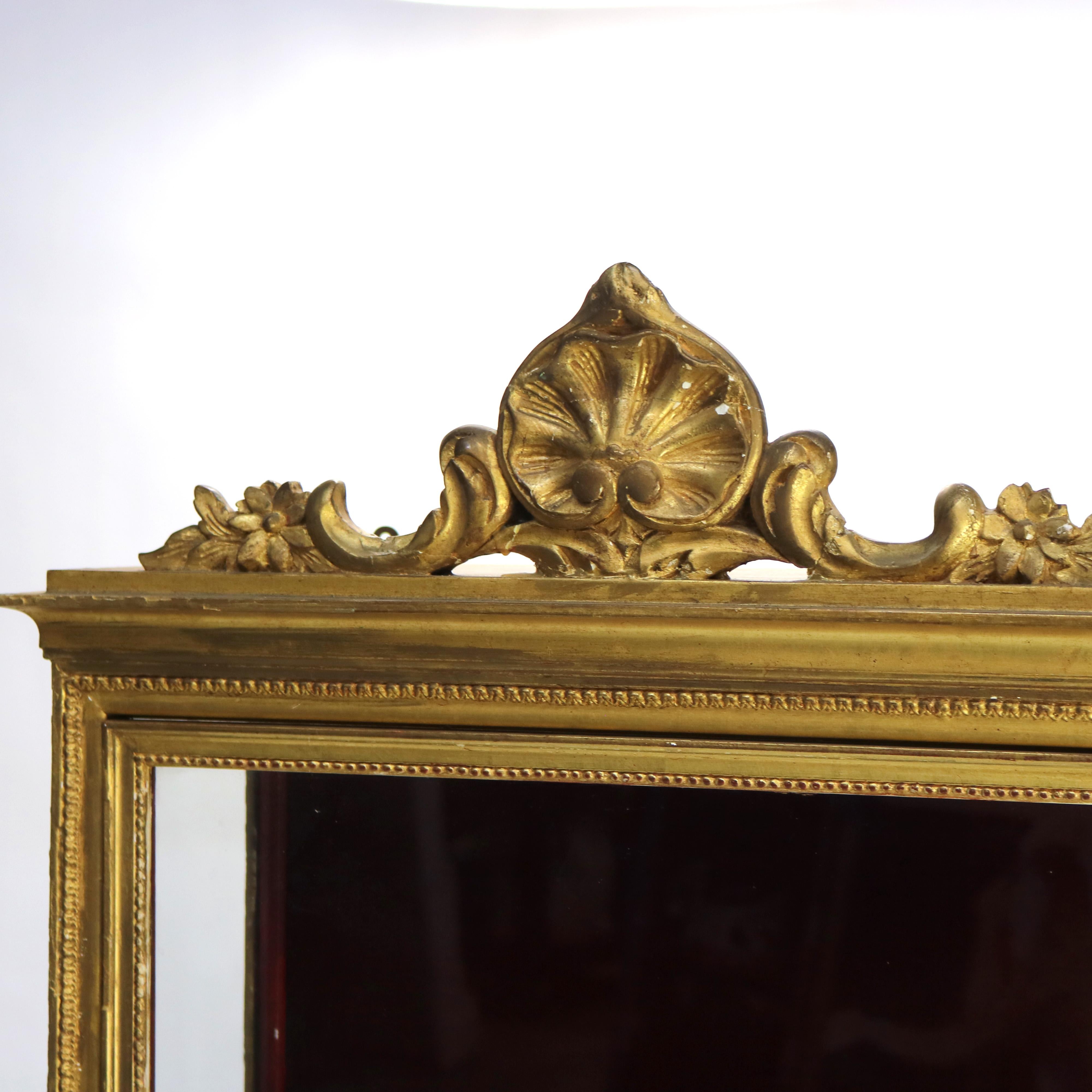 Small Antique French Louis XV Style Gilt Wood Hanging Curio Cabinet C1900 For Sale 1