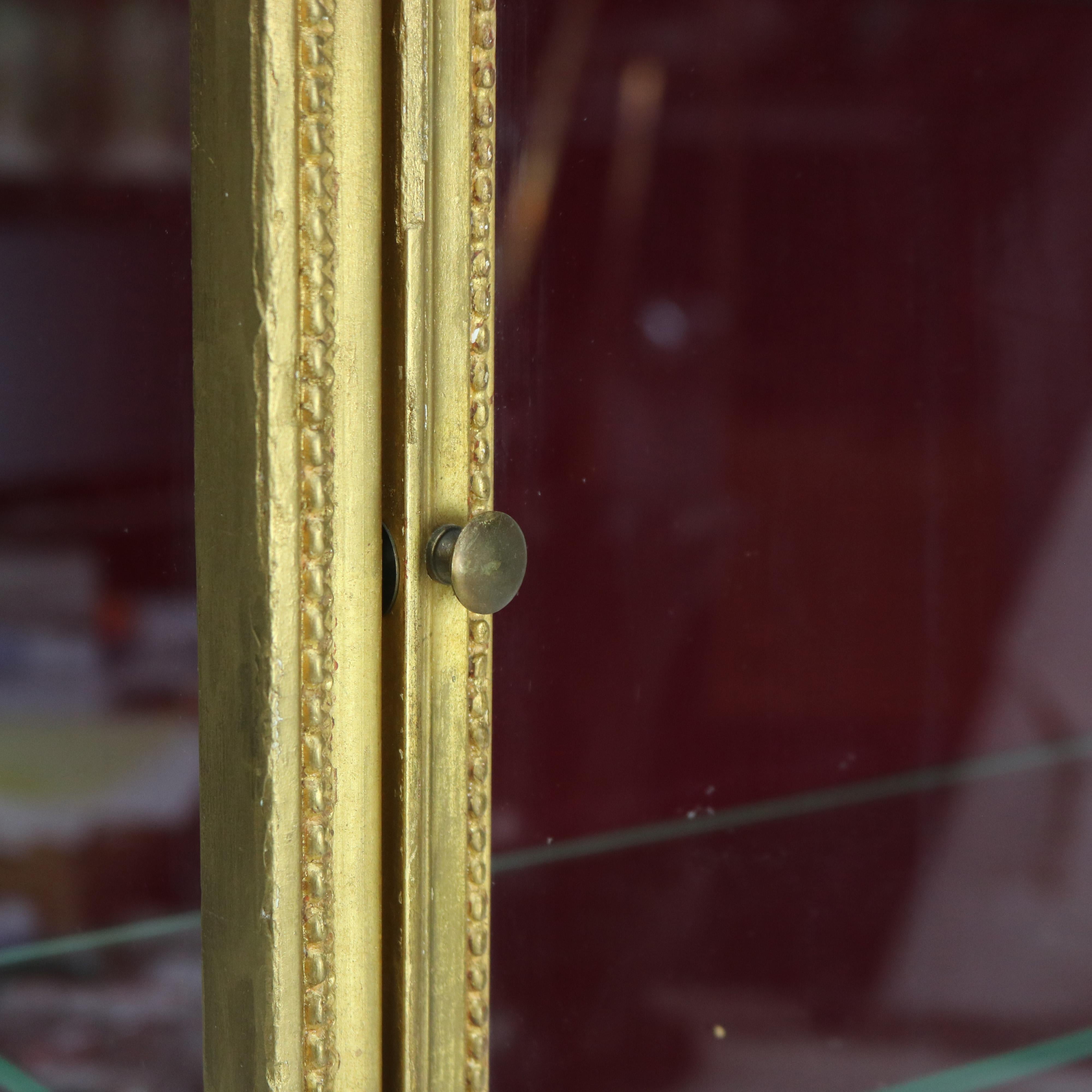 Small Antique French Louis XV Style Gilt Wood Hanging Curio Cabinet C1900 For Sale 4