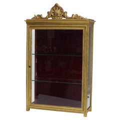 Small Antique French Louis XV Style Gilt Wood Hanging Curio Cabinet C1900