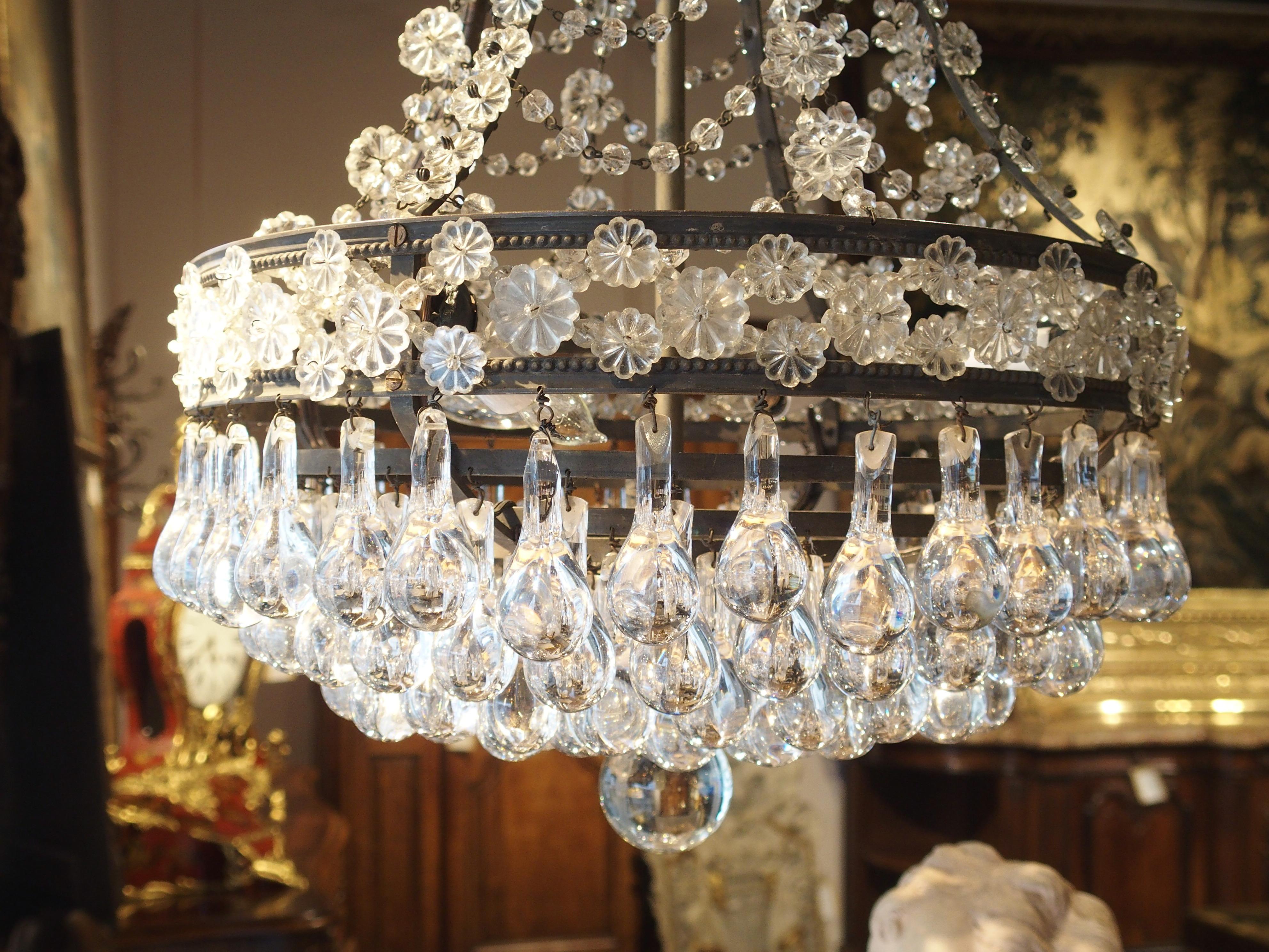Small Antique French Louis XVI Style Crystal Chandelier, 19th Century 3