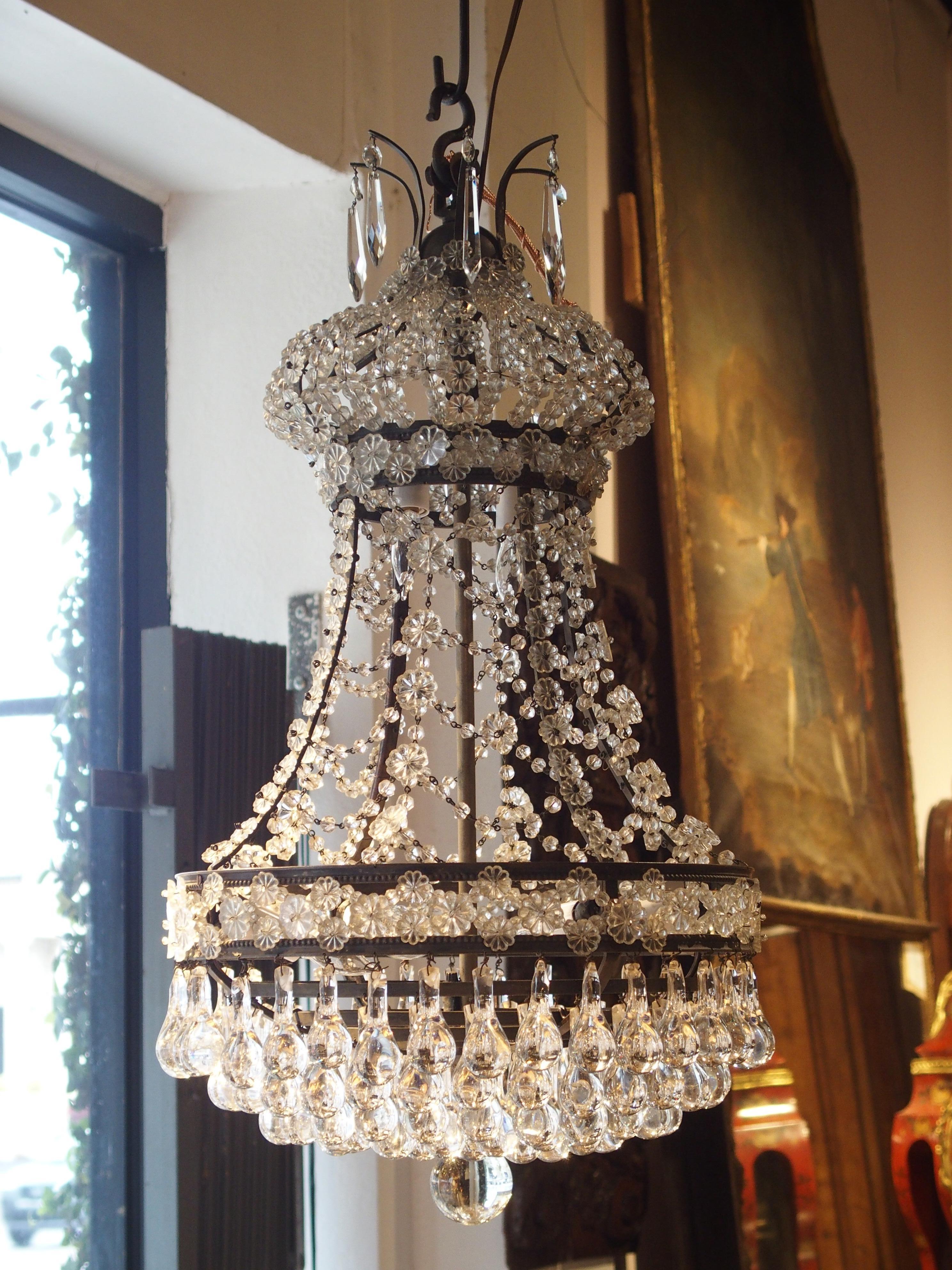 Small Antique French Louis XVI Style Crystal Chandelier, 19th Century 9