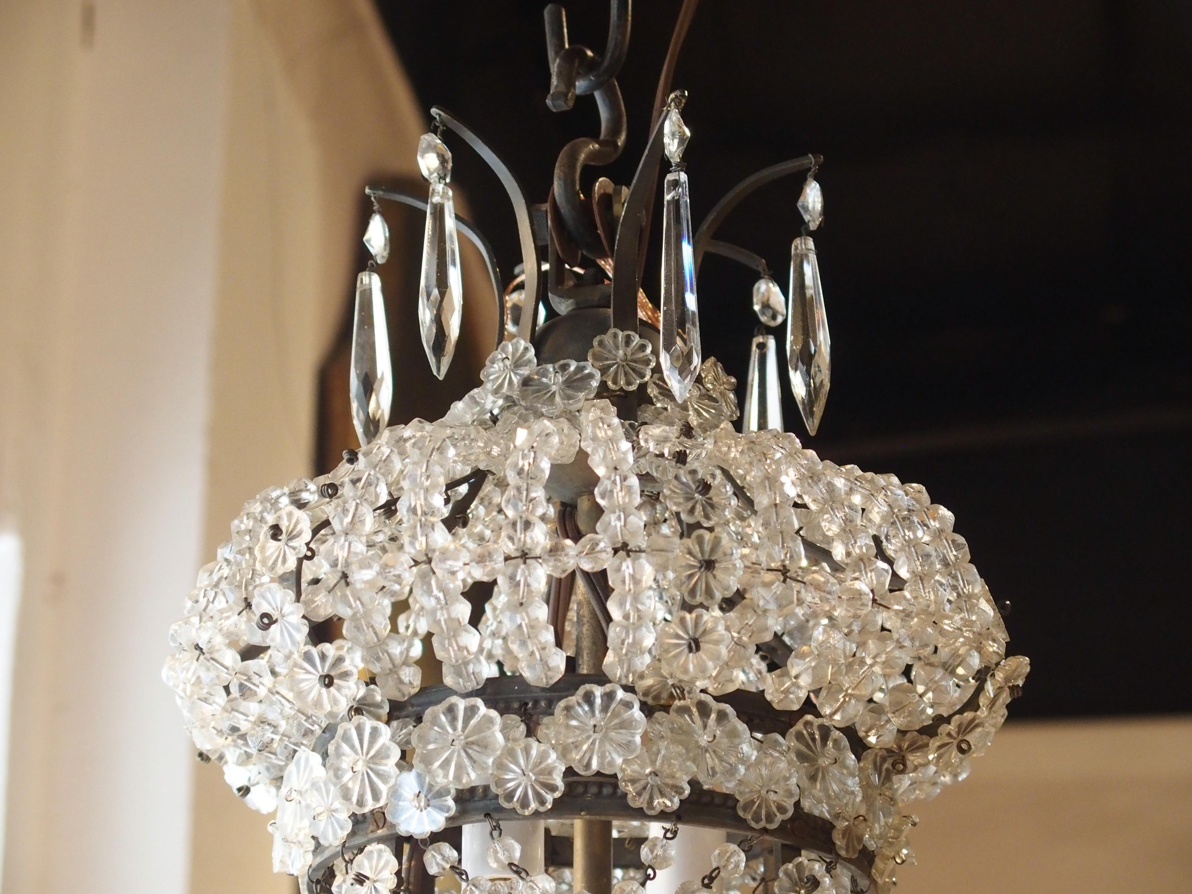 Small Antique French Louis XVI Style Crystal Chandelier, 19th Century 2