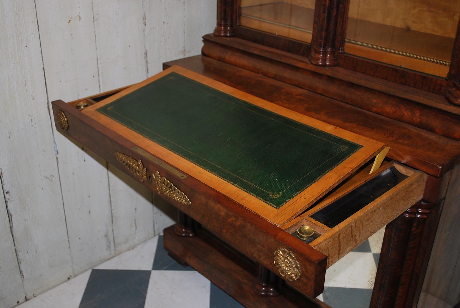 Small Antique French Mahogany Secretaire Bookcase (Französisch) im Angebot