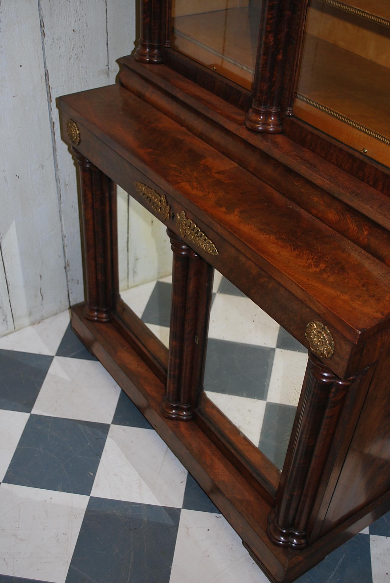 Small Antique French Mahogany Secretaire Bookcase im Angebot 1