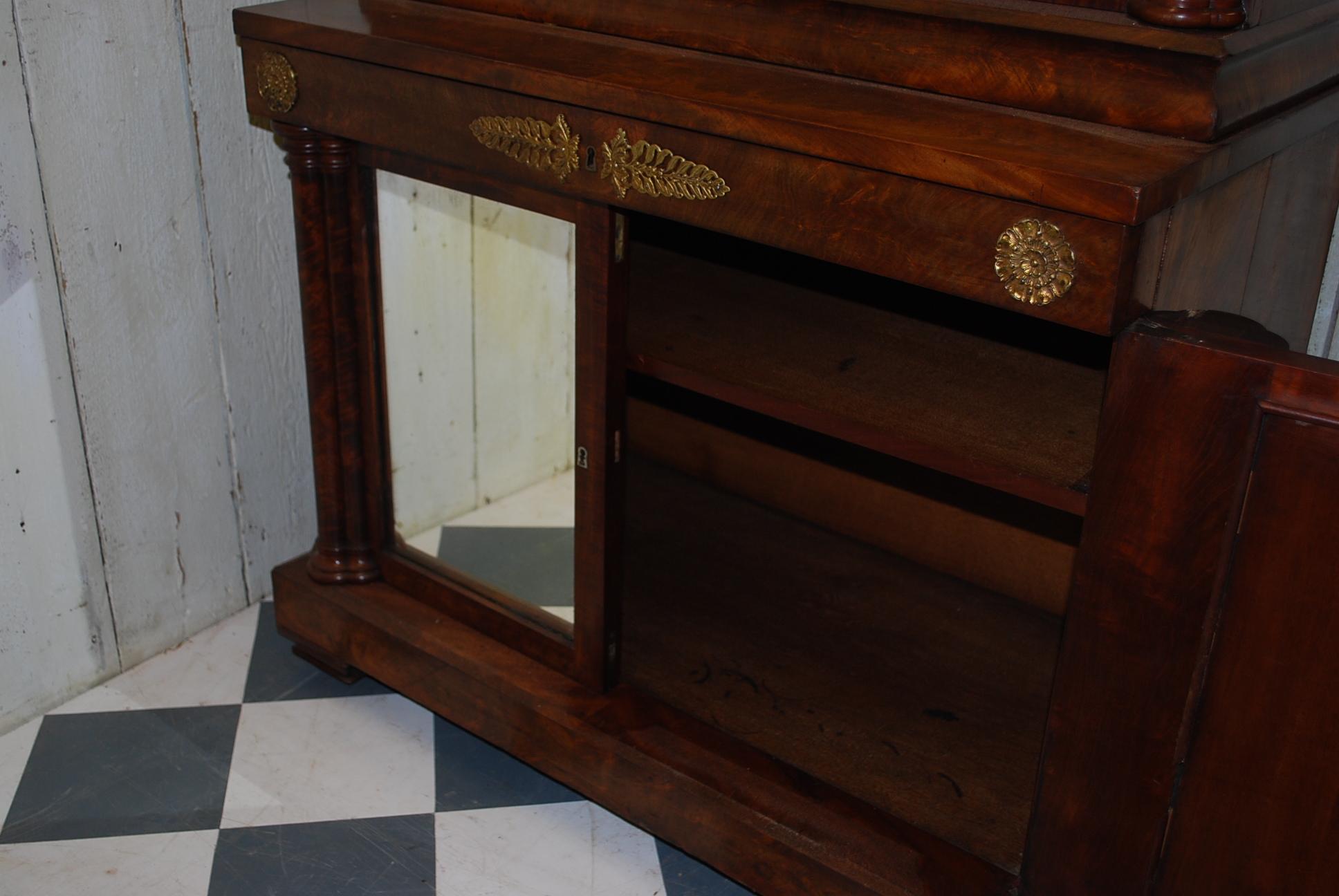 Small Antique French Mahogany Secretaire Bookcase im Angebot 2