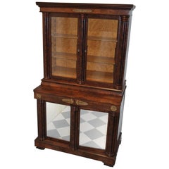 Small Antique French Mahogany Secretaire Bookcase