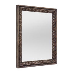 Petit Antique Mirror français en bois noirci sculpté, circa 1870