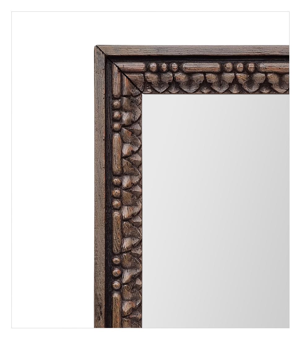 Français Petit Antique Mirror français en bois noirci sculpté, circa 1870 en vente