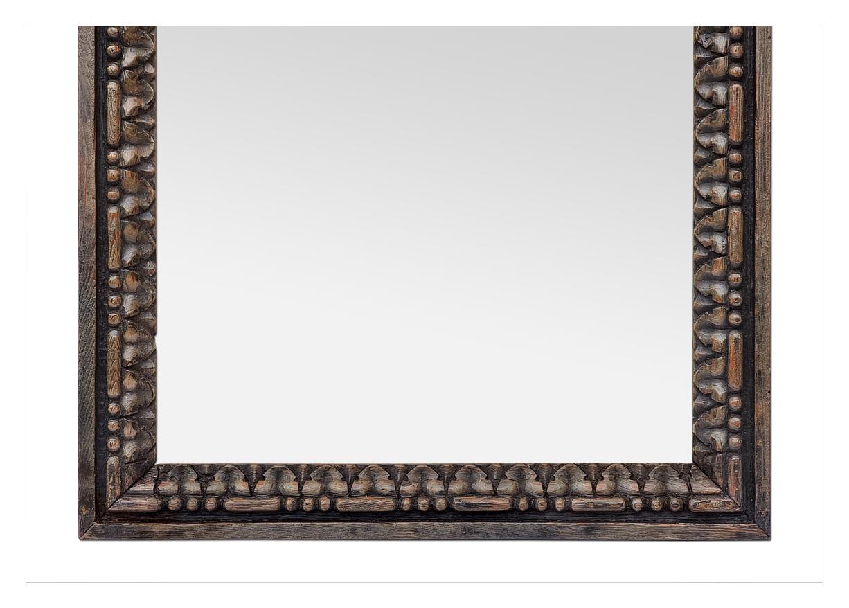 Petit Antique Mirror français en bois noirci sculpté, circa 1870 Bon état - En vente à Paris, FR