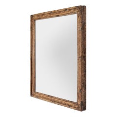 Small Antique French Mirror In Natural Wood, Folk Art Style, circa 1890