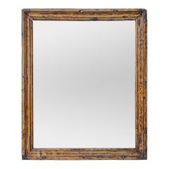 Petit miroir français ancien en bois naturel, style artisanal, datant d'environ 1890