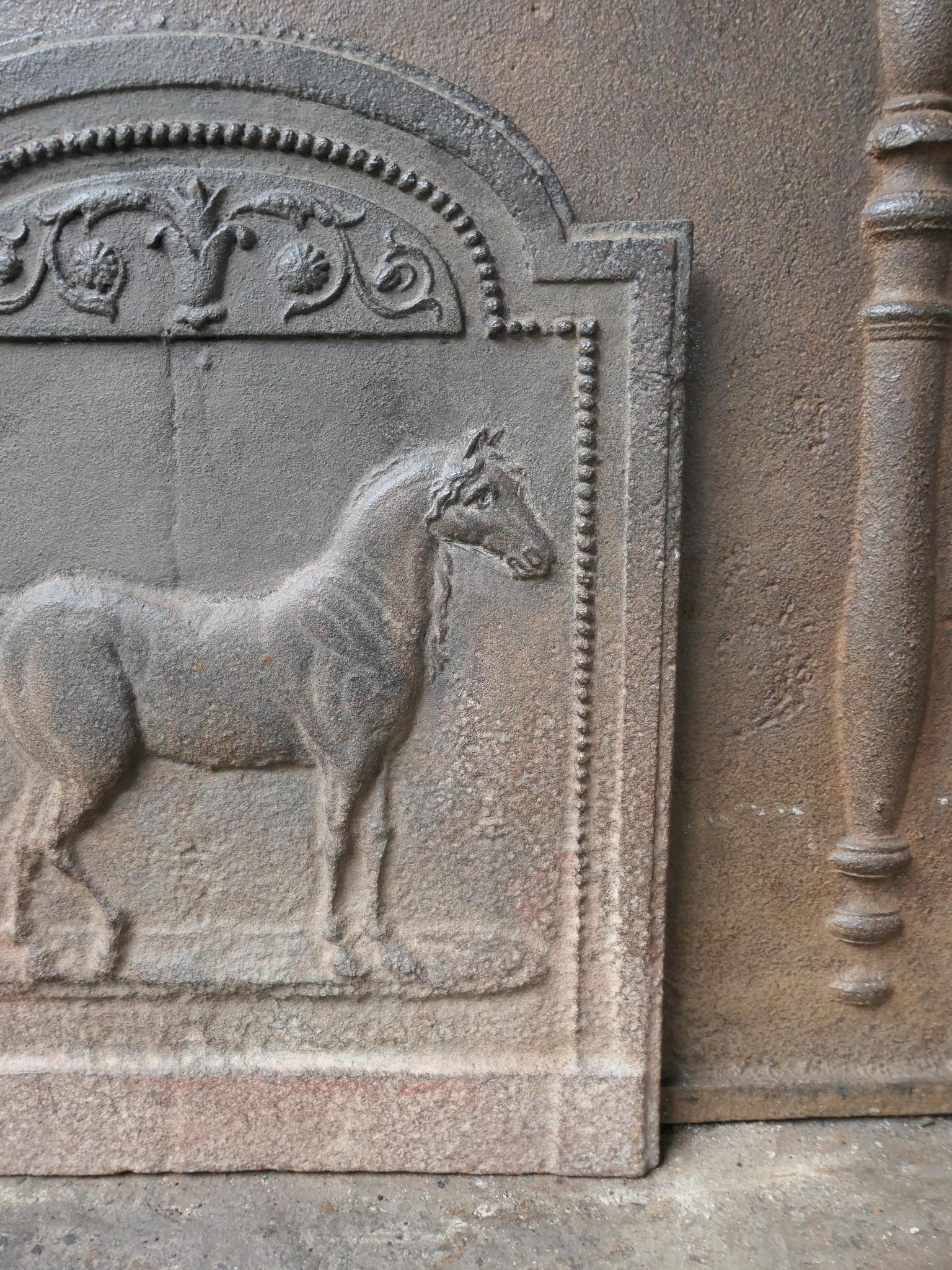 Small Antique French Napoleon III 'Horse' Fireback 4