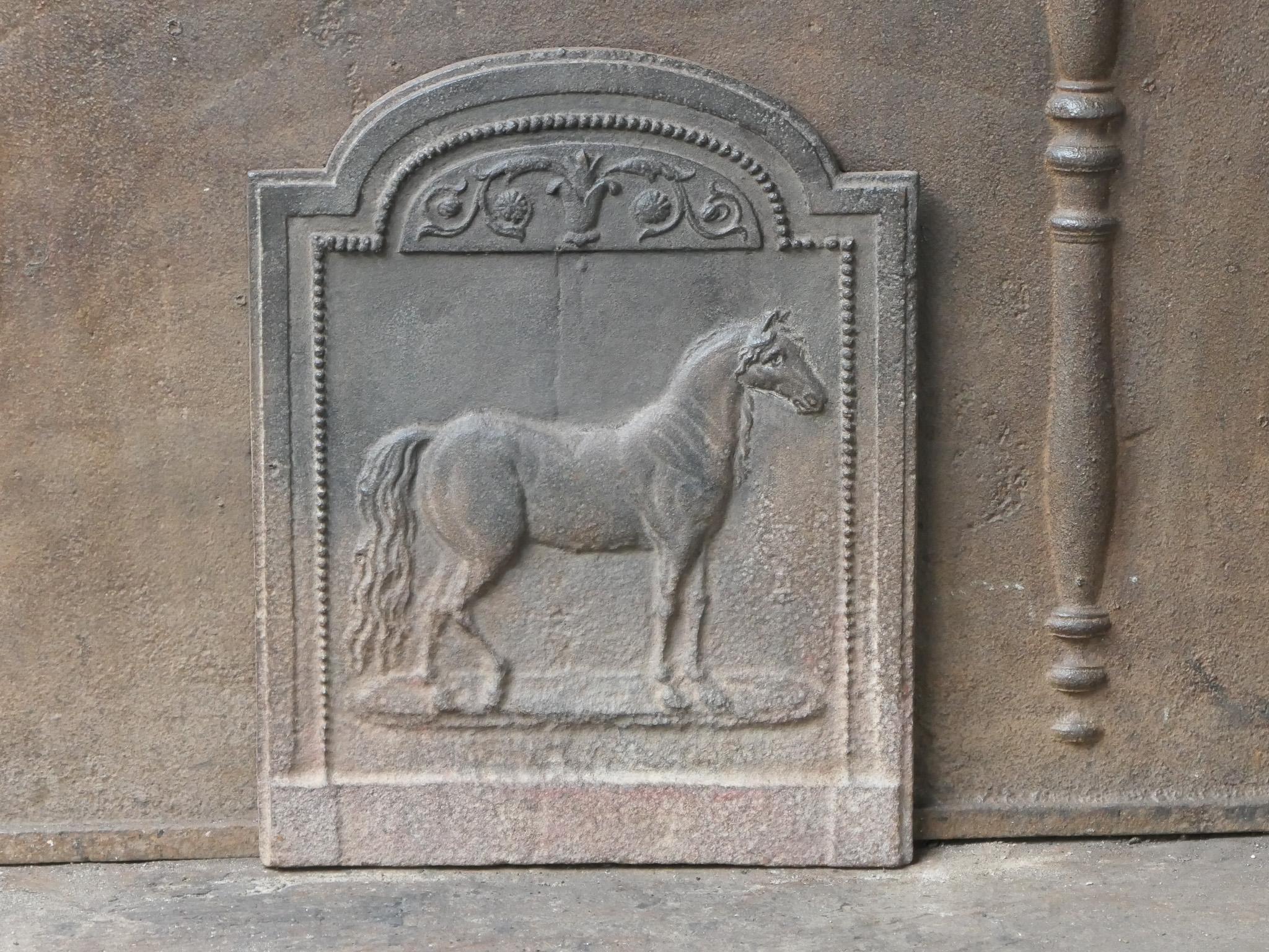 Small Antique French Napoleon III 'Horse' Fireback In Good Condition In Soest, NL